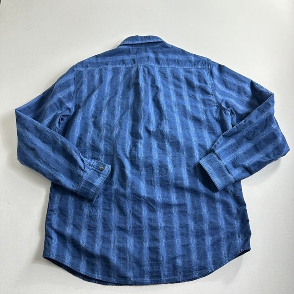 The Territory Ahead Mens Large Casual Long Sleeve Button Down Shirt Blue Stripes - Picture 2 of 9